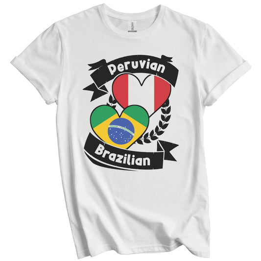 Peruvian Brazilian Heart Flags Peru Brazil T-Shirt