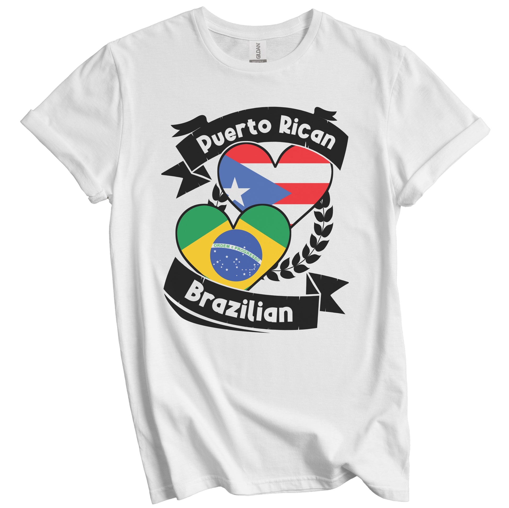 Puerto Rican Brazilian Heart Flags Puerto Rico Brazil T-Shirt