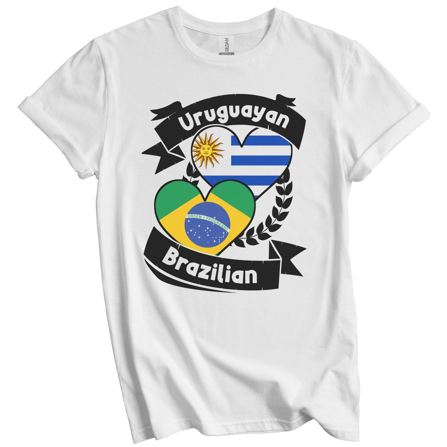 Uruguayan Brazilian Heart Flags Uruguay Brazil T-Shirt