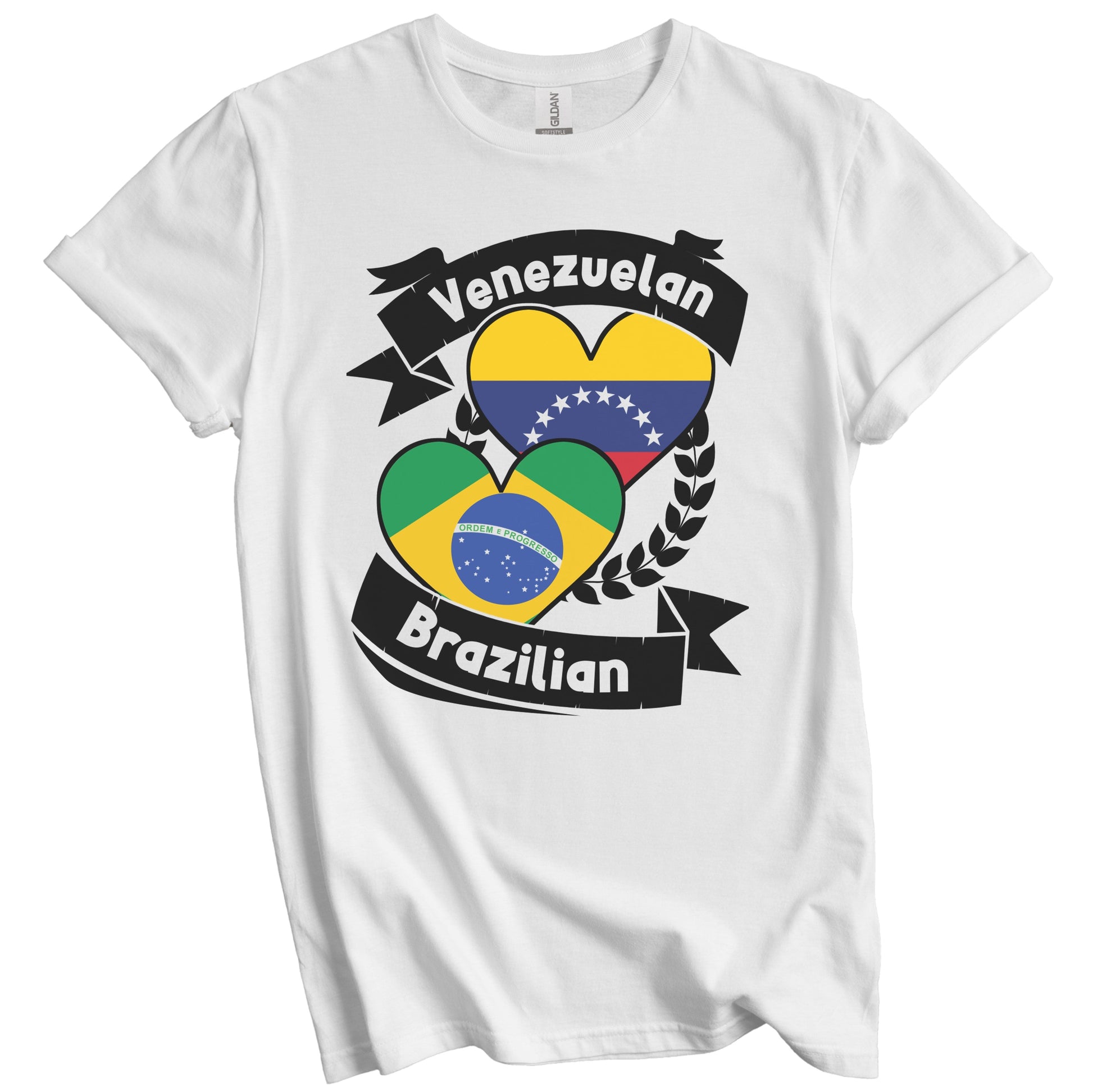 Venezuelan Brazilian Heart Flags Venezuela Brazil T-Shirt