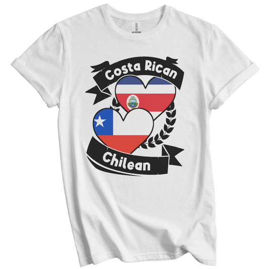 Costa Rican Chilean Heart Flags Costa Rica Chile T-Shirt