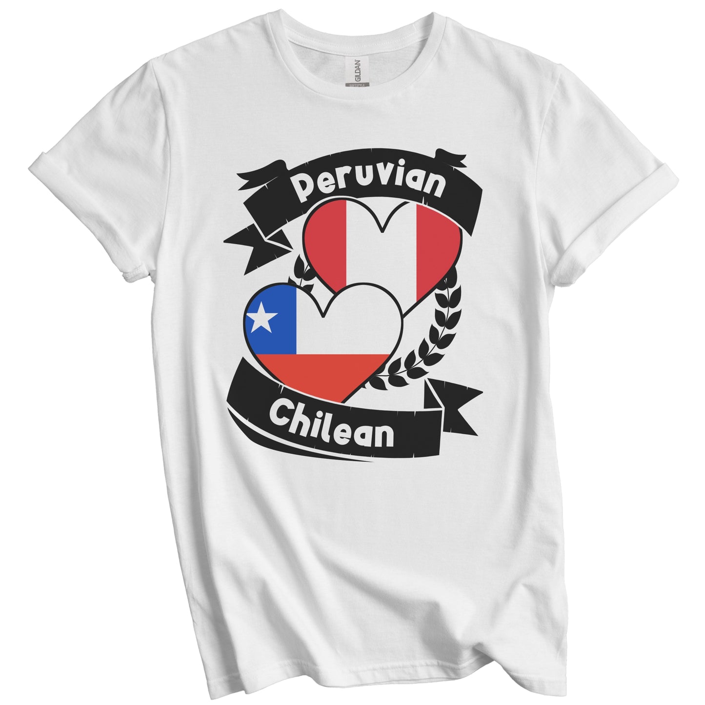 Peruvian Chilean Heart Flags Peru Chile T-Shirt