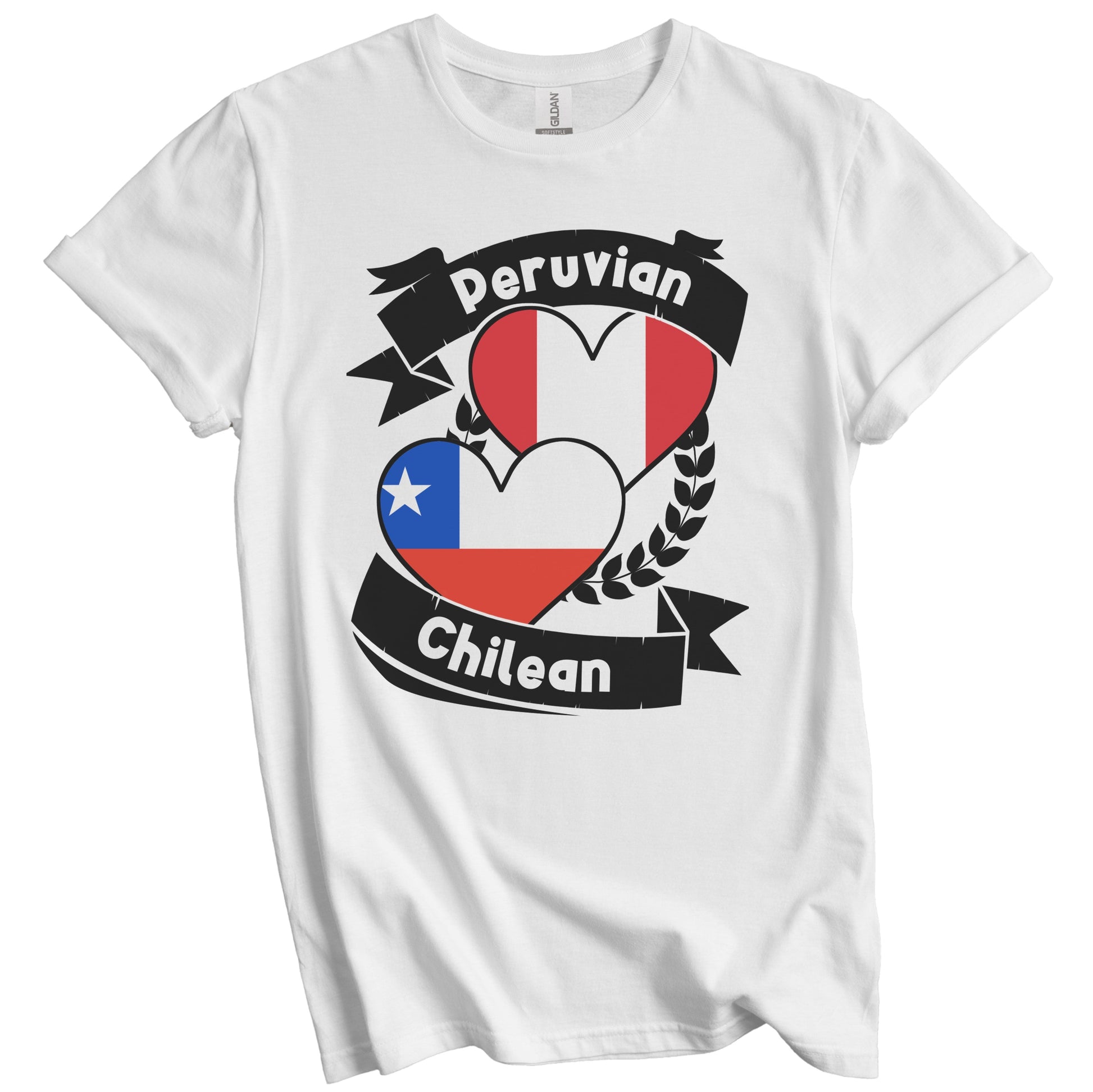 Peruvian Chilean Heart Flags Peru Chile T-Shirt
