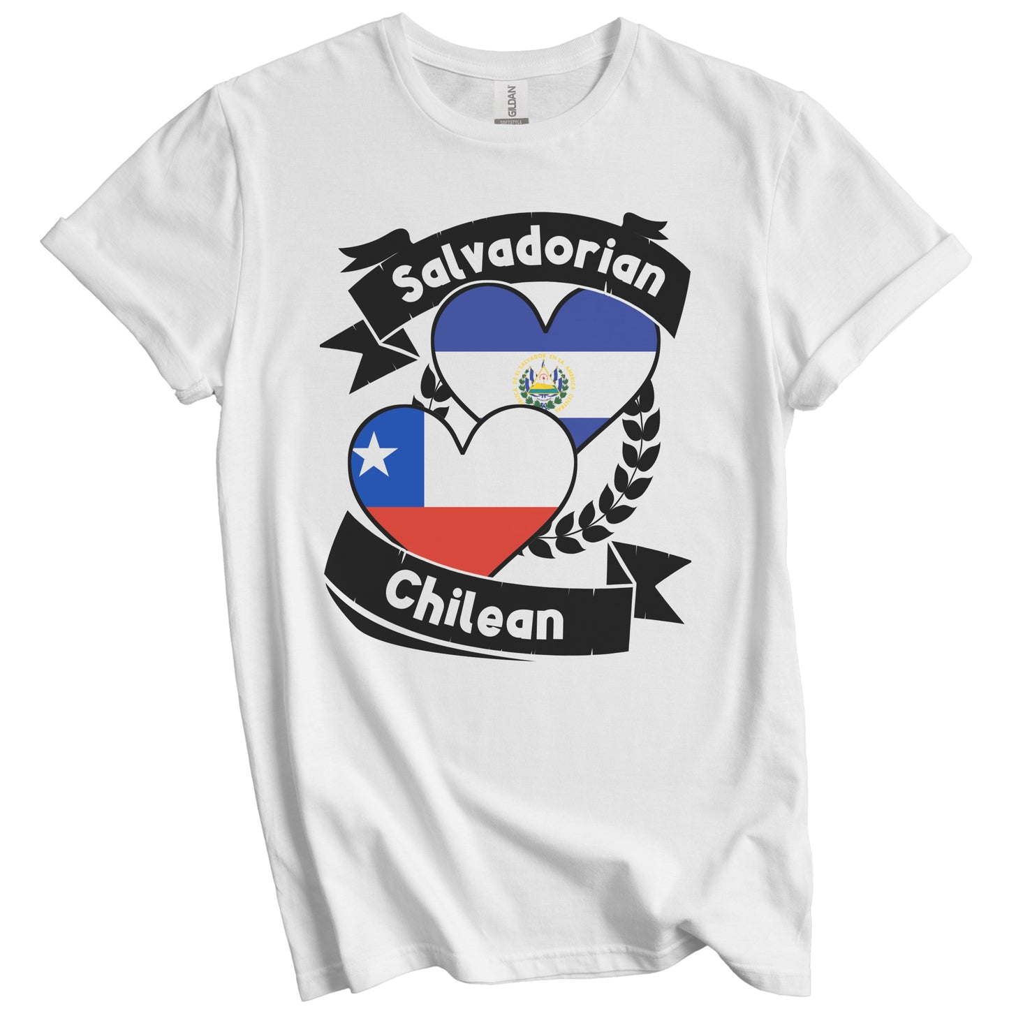 Salvadorian Chilean Heart Flags El Salvador Chile T-Shirt
