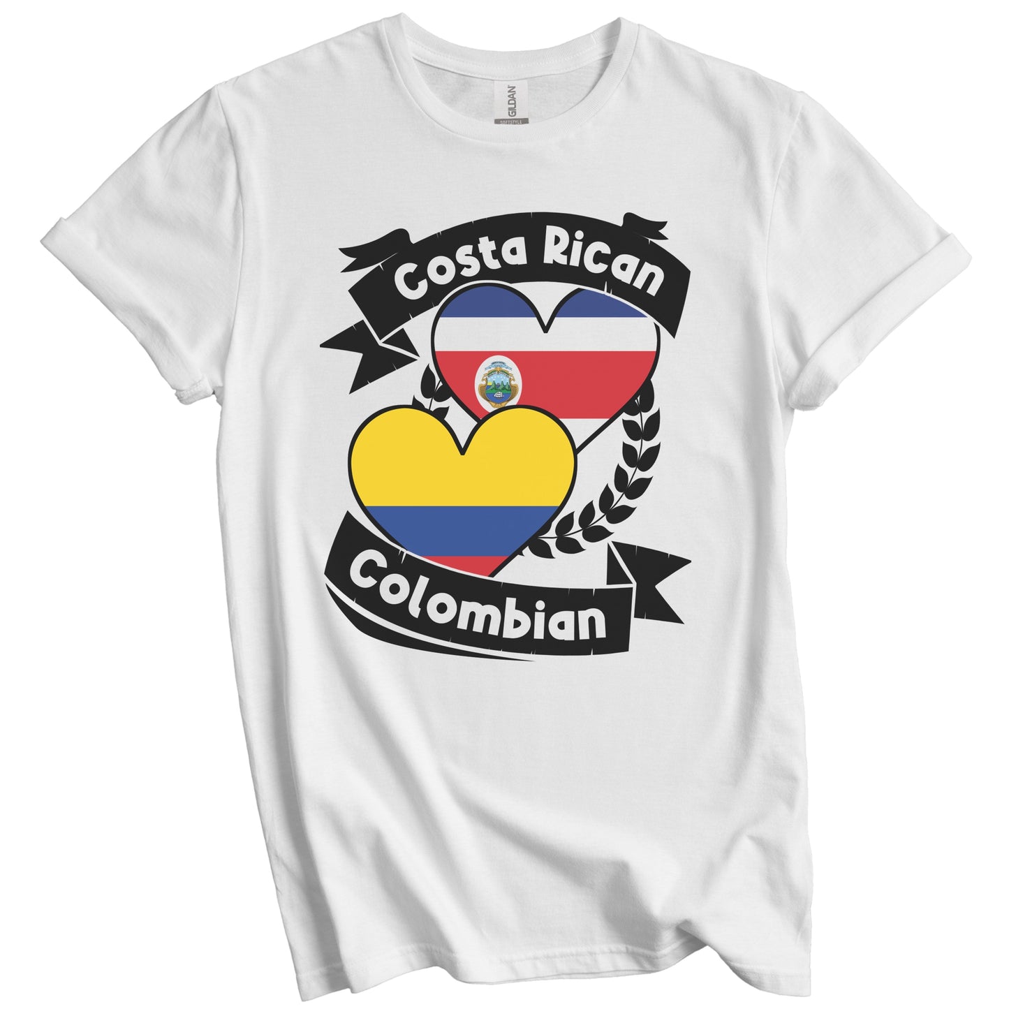 Costa Rican Colombian Heart Flags Costa Rica Colombia T-Shirt