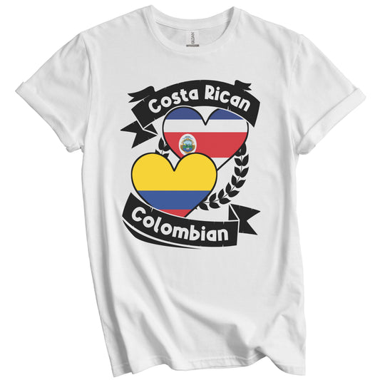 Costa Rican Colombian Heart Flags Costa Rica Colombia T-Shirt