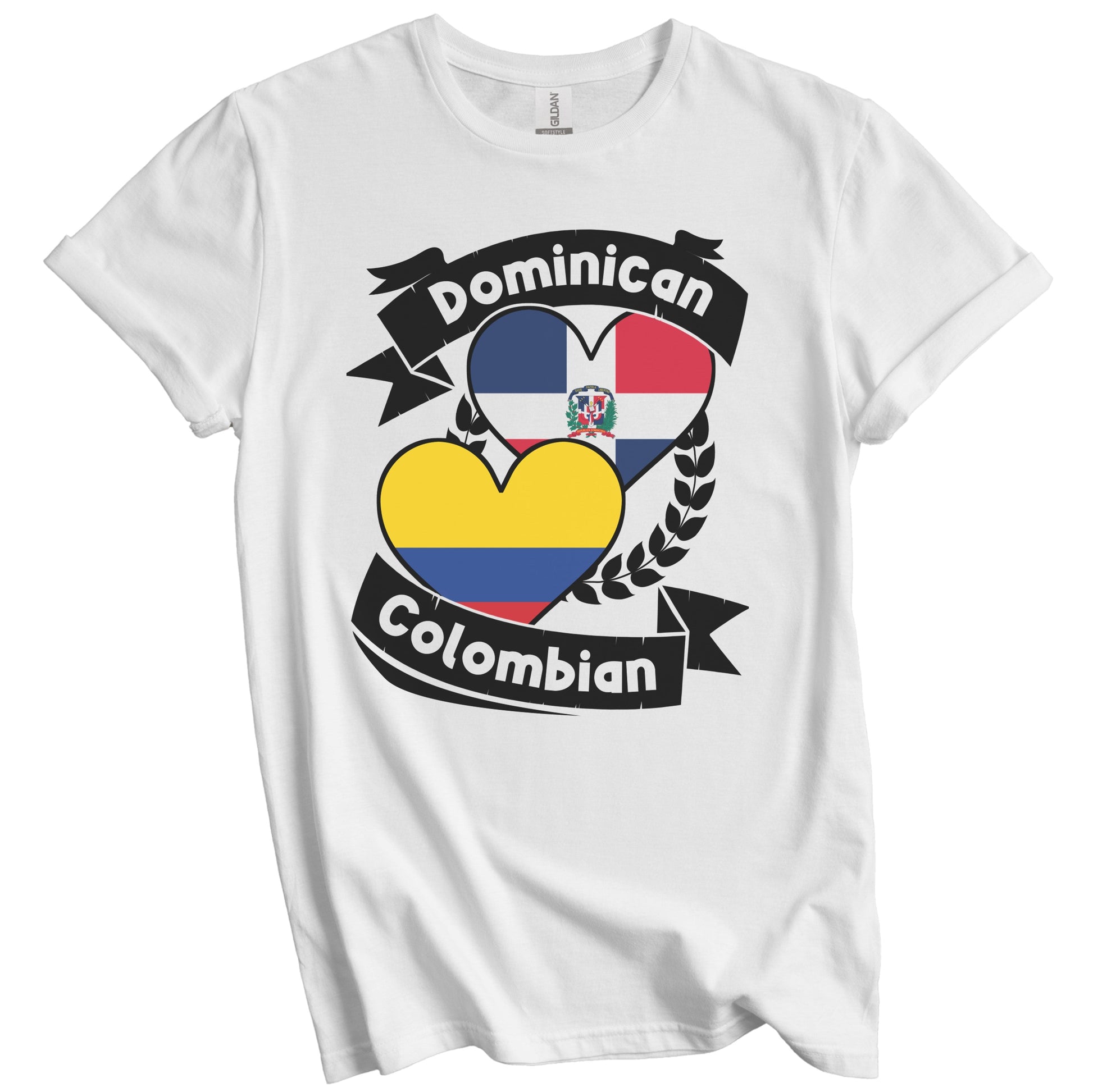 Dominican Colombian Heart Flags Dominican Republic Colombia T-Shirt