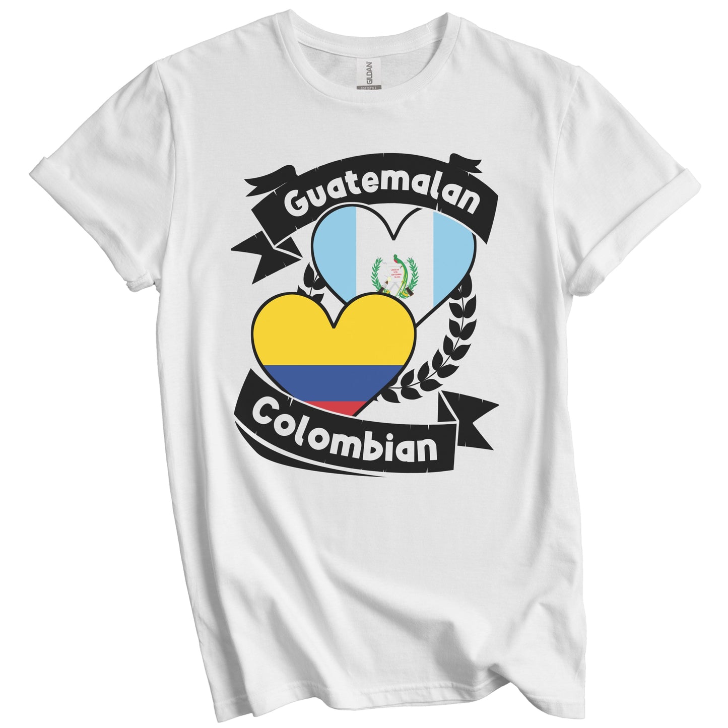 Guatemalan Colombian Heart Flags Guatemala Colombia T-Shirt