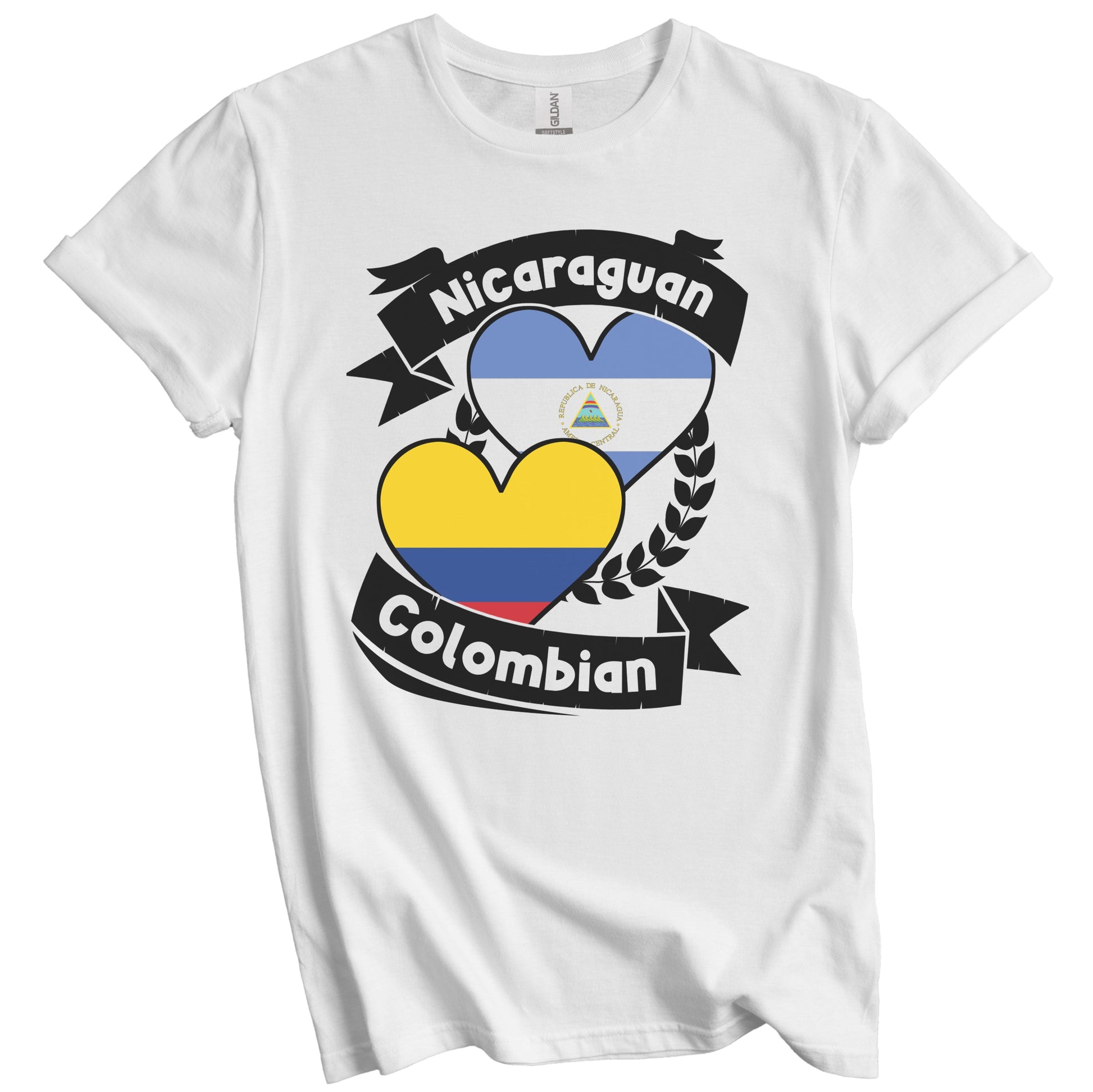 Nicaraguan Colombian Heart Flags Nicaragua Colombia T-Shirt