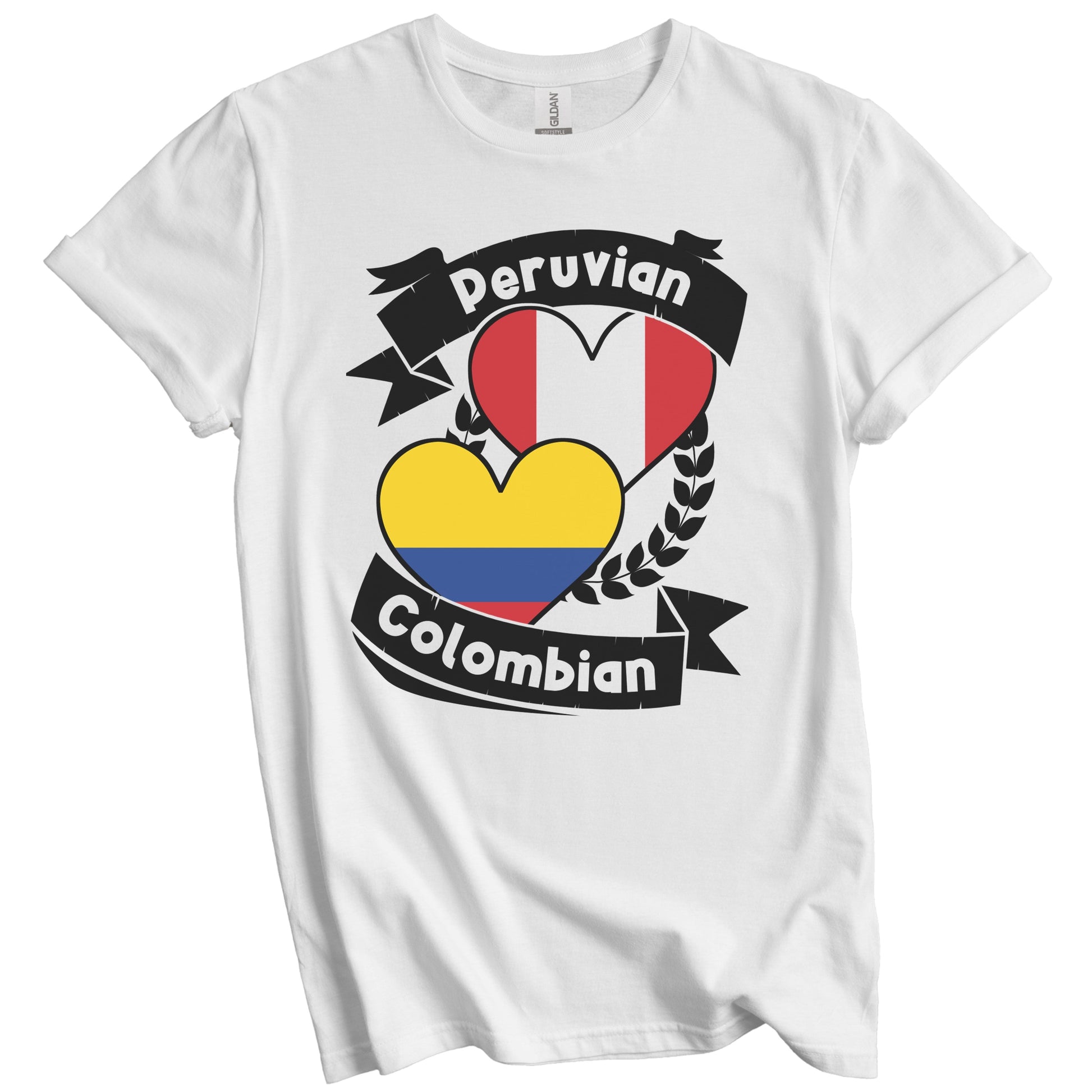 Peruvian Colombian Heart Flags Peru Colombia T-Shirt