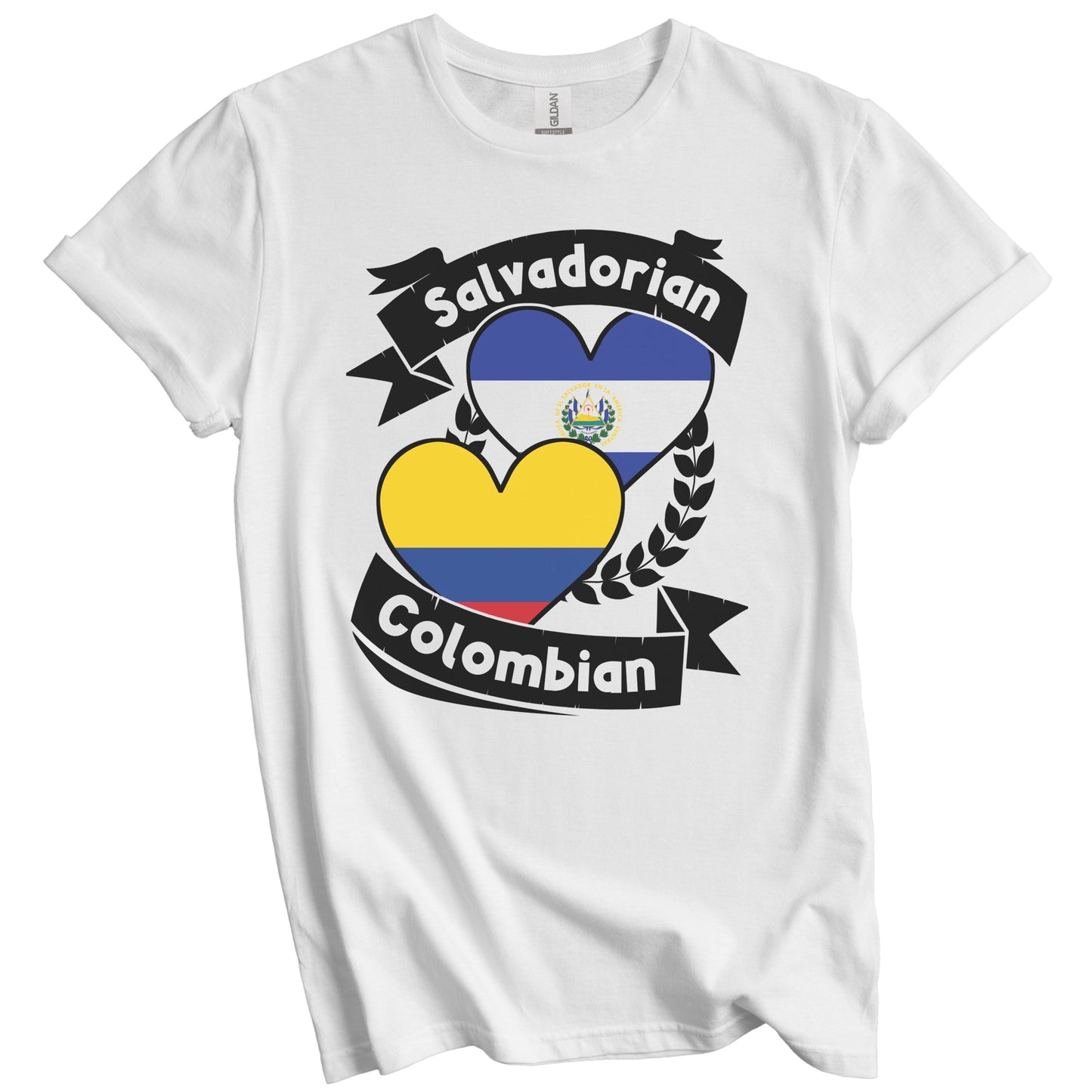 Salvadorian Colombian Heart Flags El Salvador Colombia T-Shirt