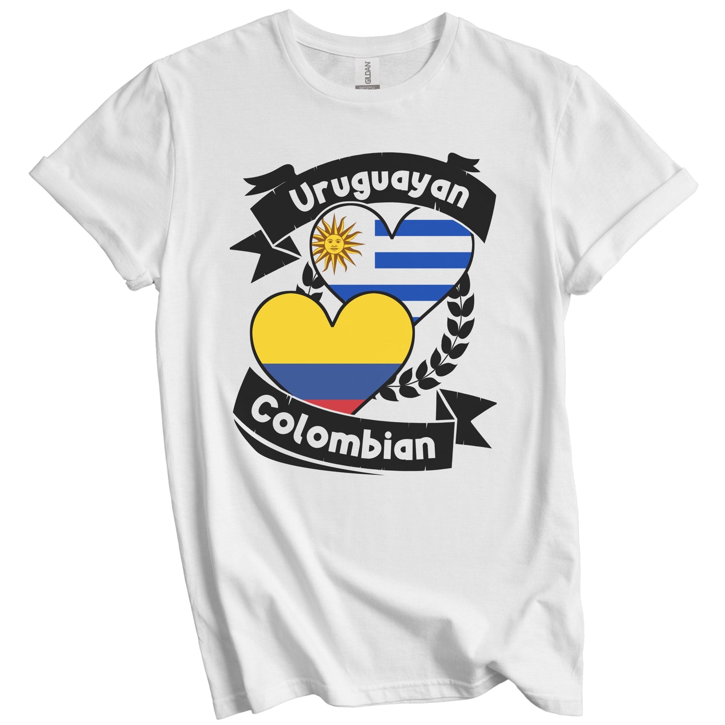 Uruguayan Colombian Heart Flags Uruguay Colombia T-Shirt