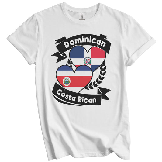 Dominican Costa Rican Heart Flags Dominican Republic Costa Rica T-Shirt