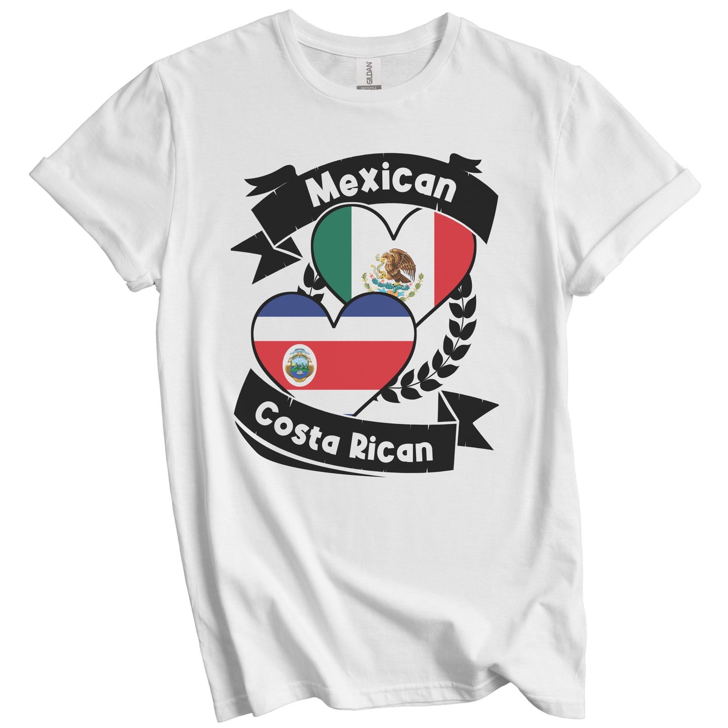 Mexican Costa Rican Heart Flags Mexico Costa Rica T-Shirt