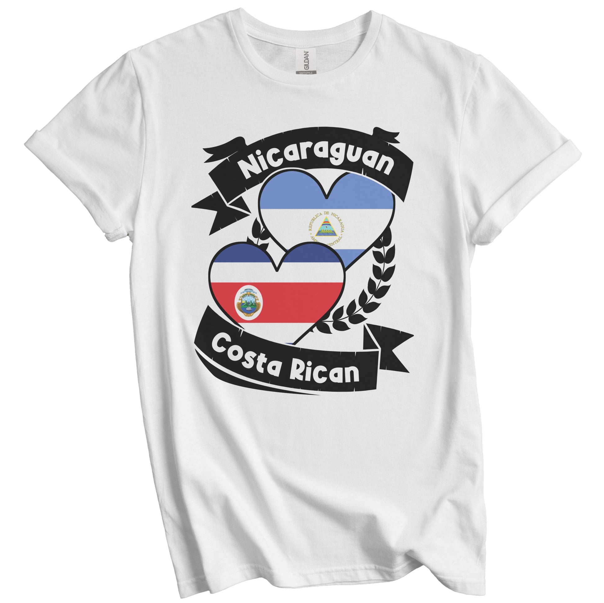 Nicaraguan Costa Rican Heart Flags Nicaragua Costa Rica T-Shirt