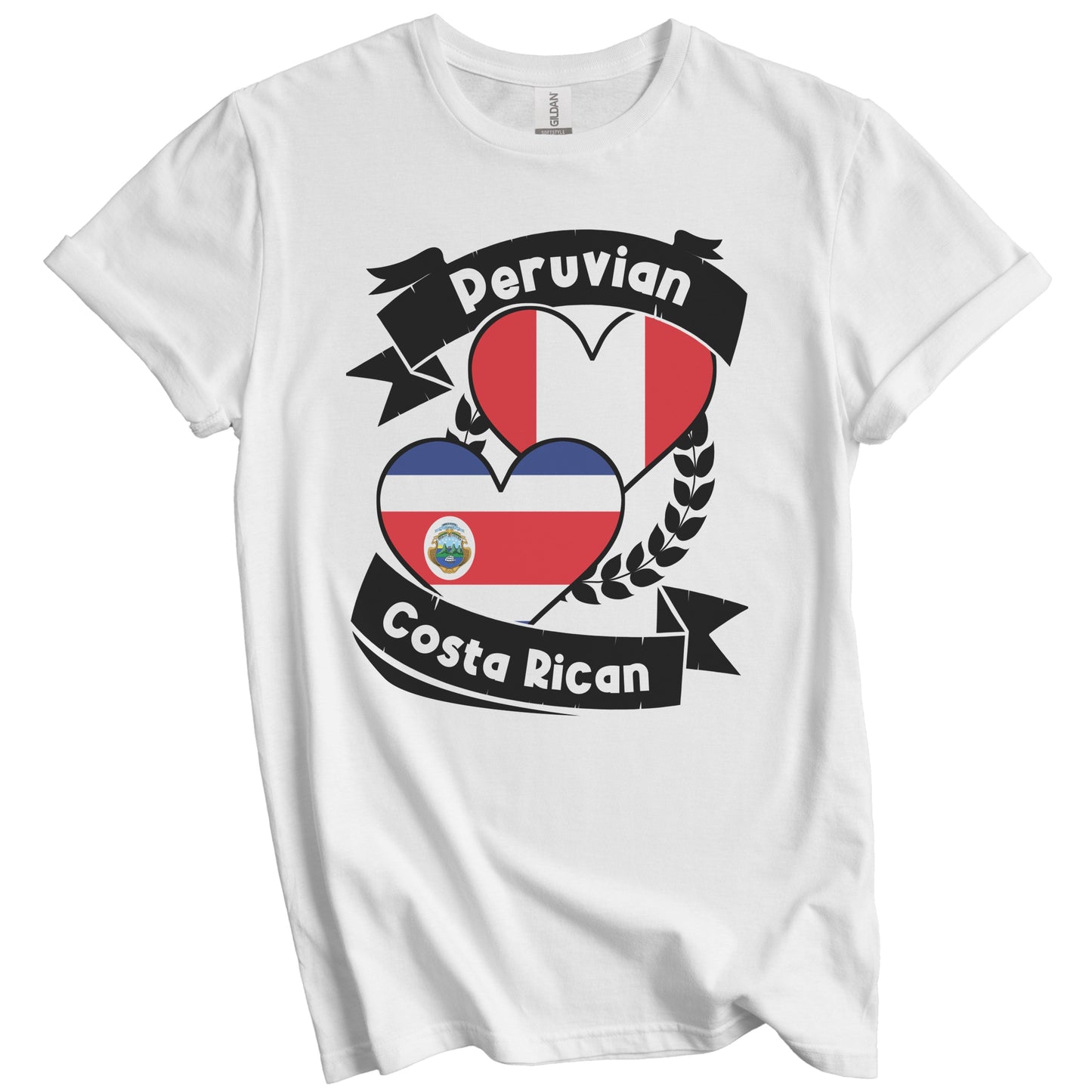 Peruvian Costa Rican Heart Flags Peru Costa Rica T-Shirt