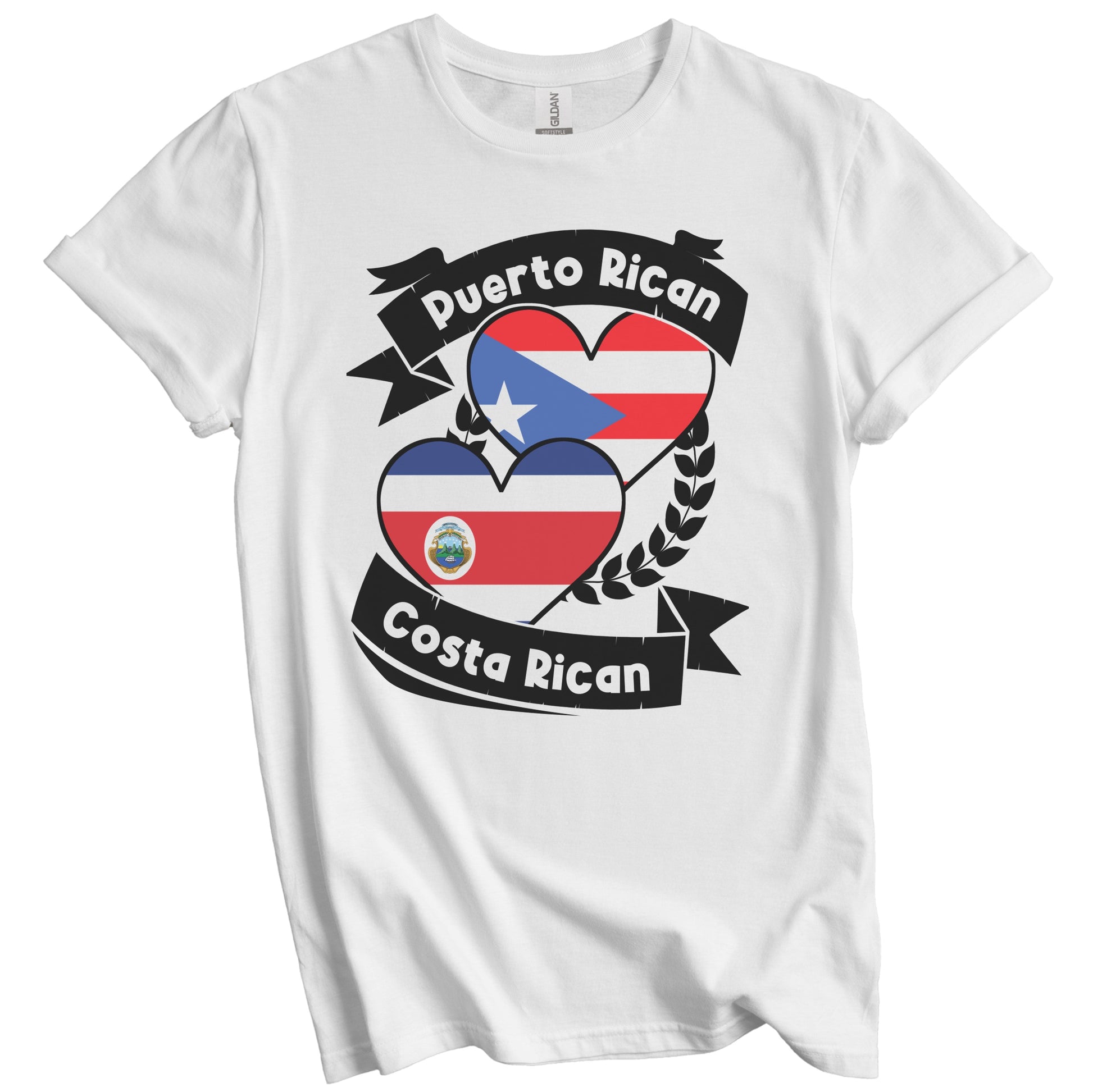 Puerto Rican Costa Rican Heart Flags Puerto Rico Costa Rica T-Shirt