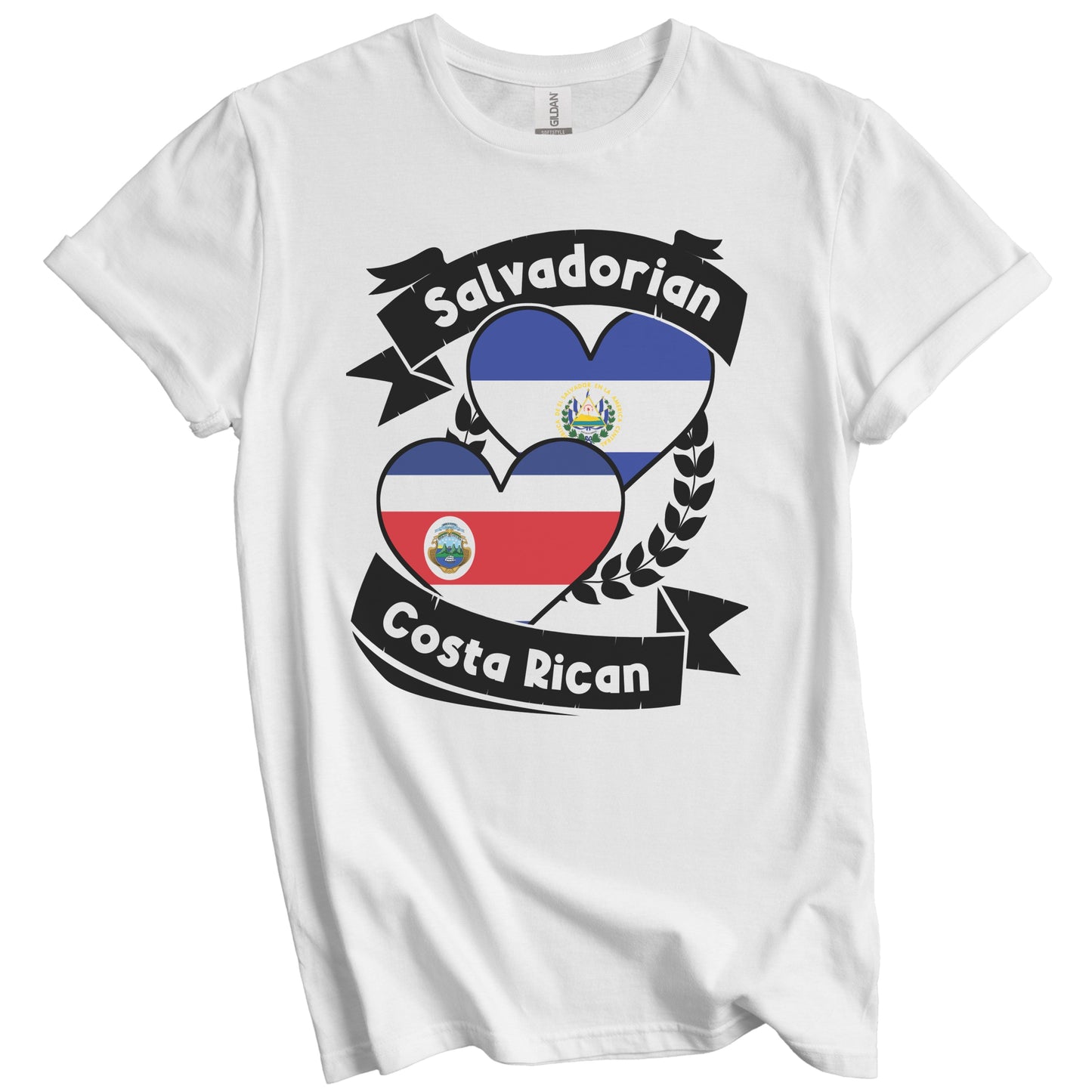 Salvadorian Costa Rican Heart Flags El Salvador Costa Rica T-Shirt