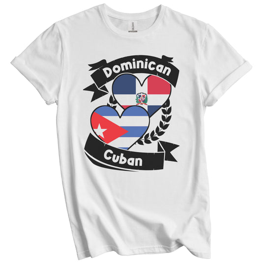 Dominican Cuban Heart Flags Dominican Republic Cuba T-Shirt