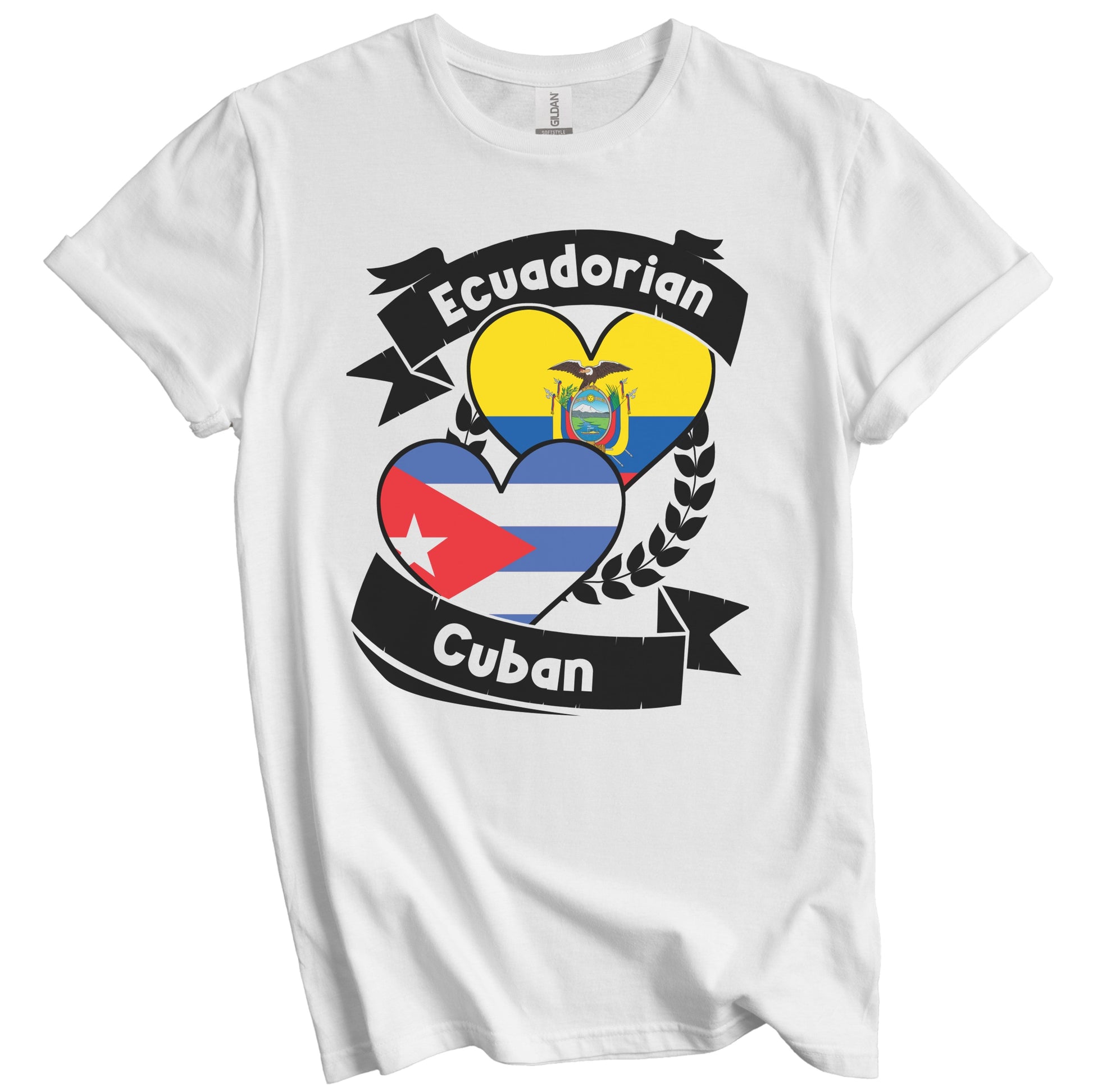 Ecuadorian Cuban Heart Flags Ecuador Cuba T-Shirt