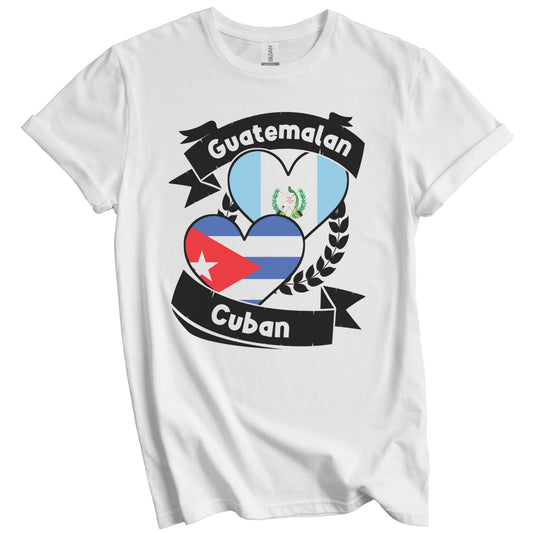 Guatemalan Cuban Heart Flags Guatemala Cuba T-Shirt
