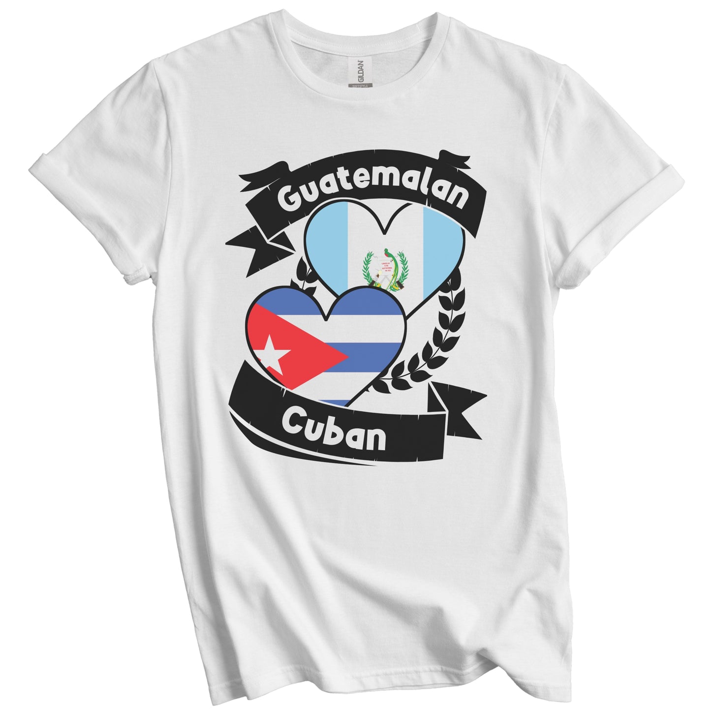Guatemalan Cuban Heart Flags Guatemala Cuba T-Shirt