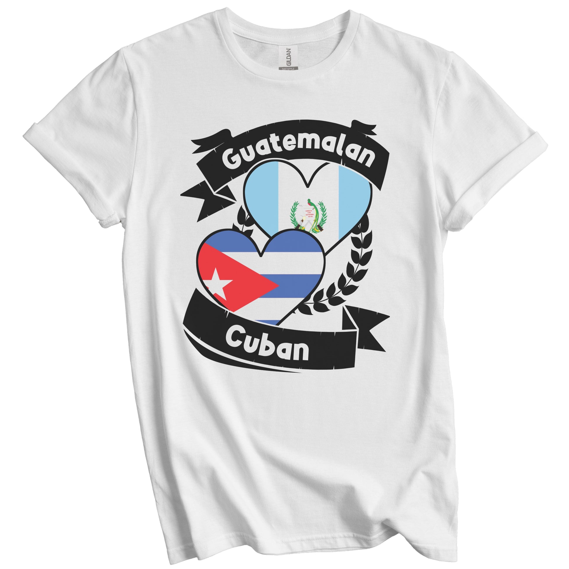 Guatemalan Cuban Heart Flags Guatemala Cuba T-Shirt