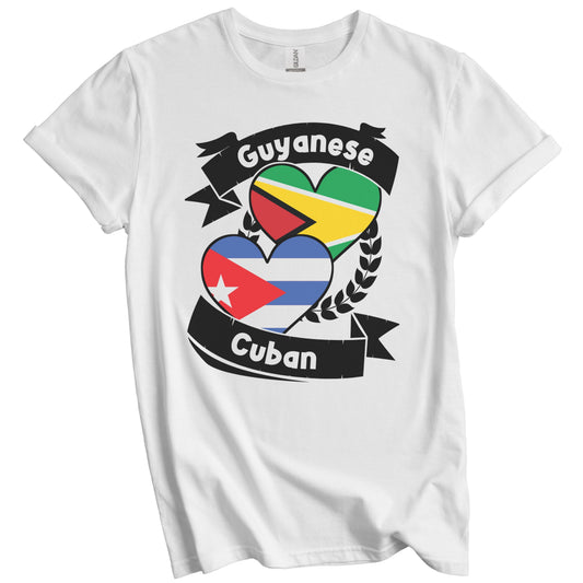 Guyanese Cuban Heart Flags Guyana Cuba T-Shirt