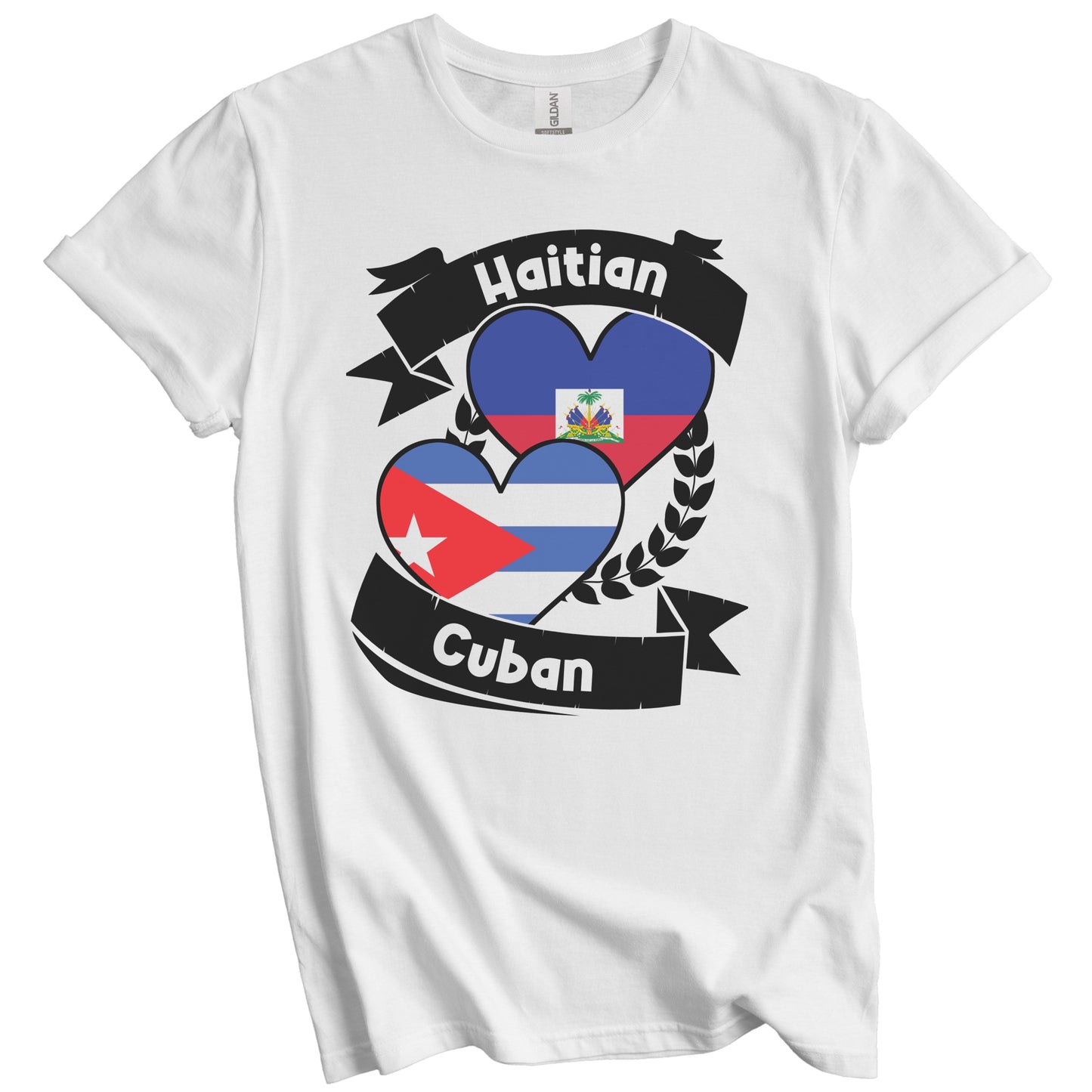 Haitian Cuban Heart Flags Haiti Cuba T-Shirt