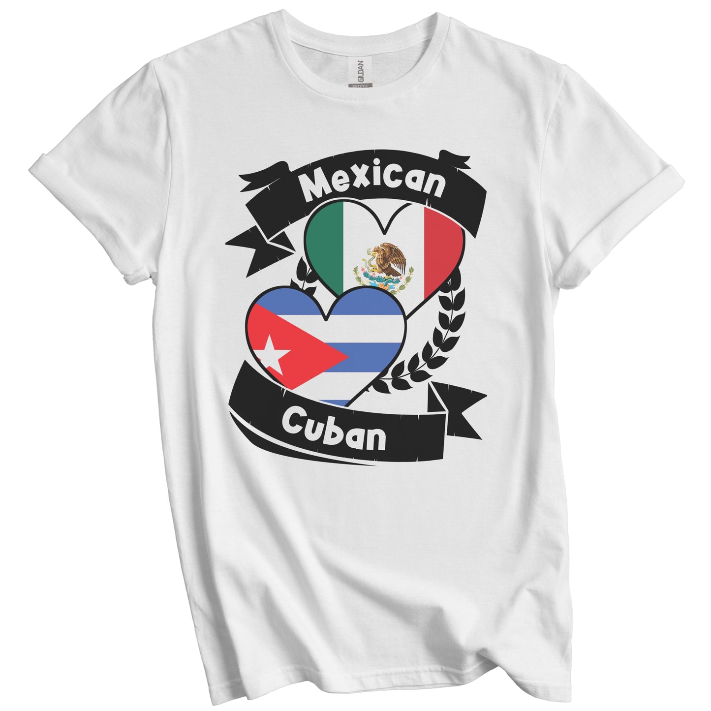 Mexican Cuban Heart Flags Mexico Cuba T-Shirt