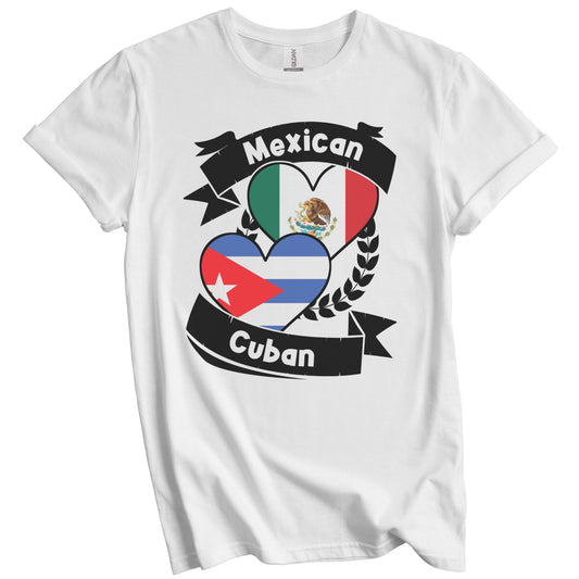 Mexican Cuban Heart Flags Mexico Cuba T-Shirt