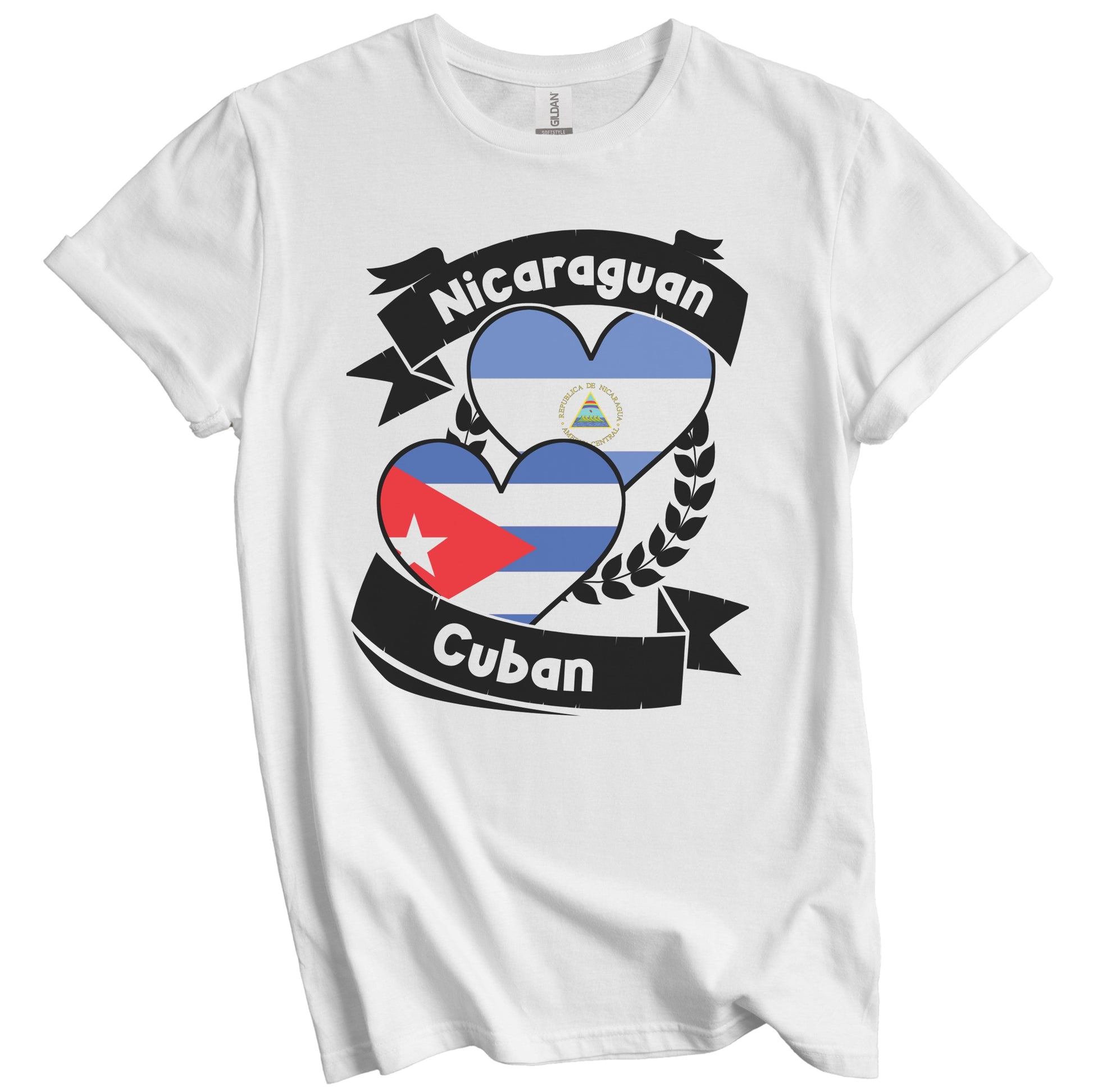 Nicaraguan Cuban Heart Flags Nicaragua Cuba T-Shirt