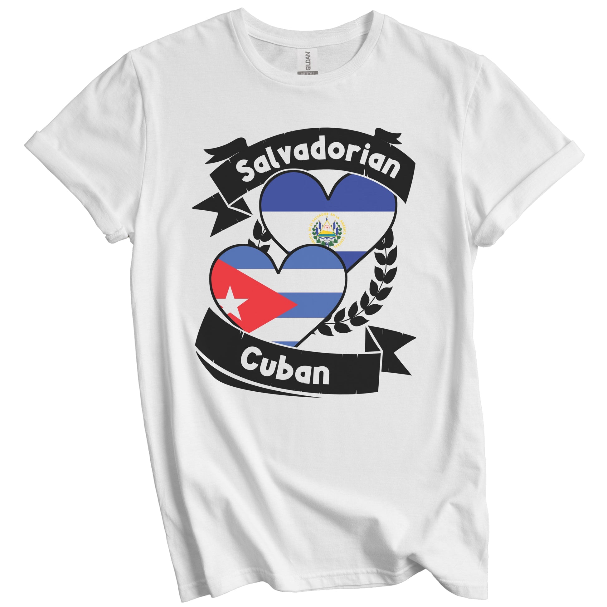 Salvadorian Cuban Heart Flags El Salvador Cuba T-Shirt