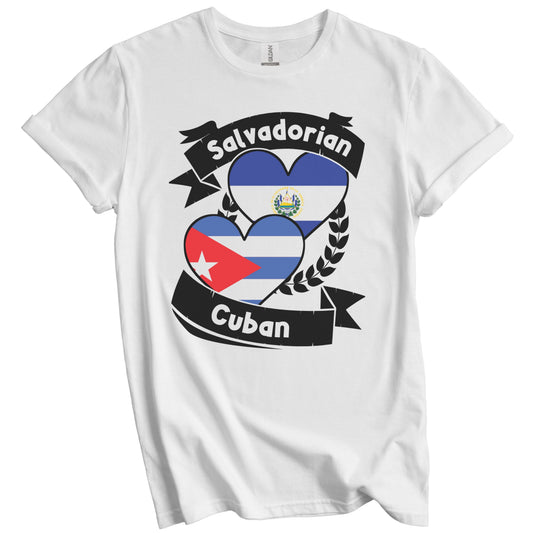 Salvadorian Cuban Heart Flags El Salvador Cuba T-Shirt