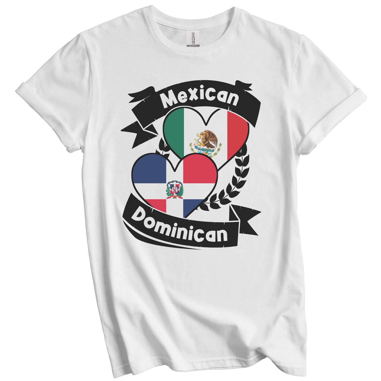 Mexican Dominican Heart Flags Mexico Dominican Republic T-Shirt