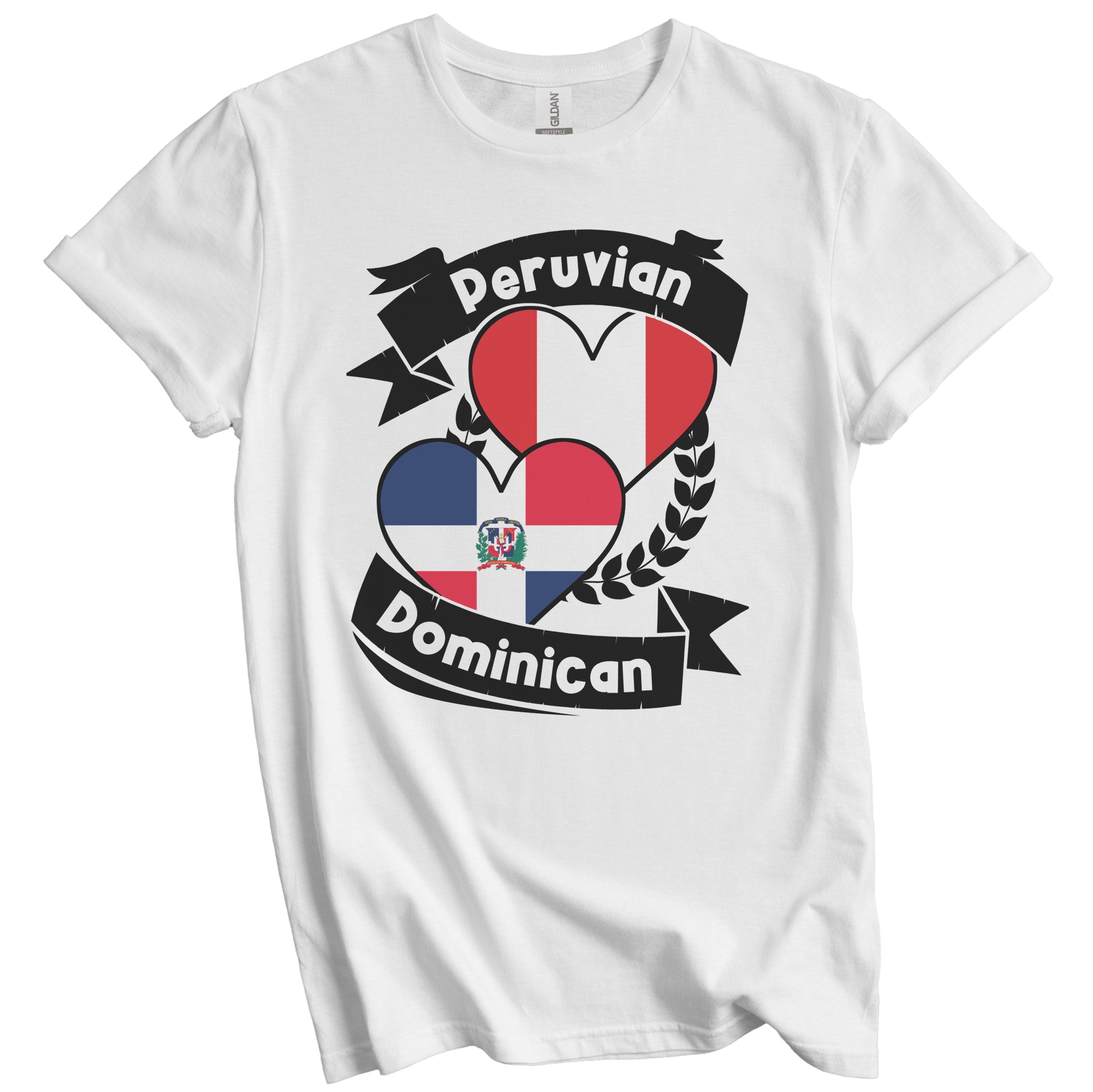 Peruvian Dominican Heart Flags Peru Dominican Republic T-Shirt