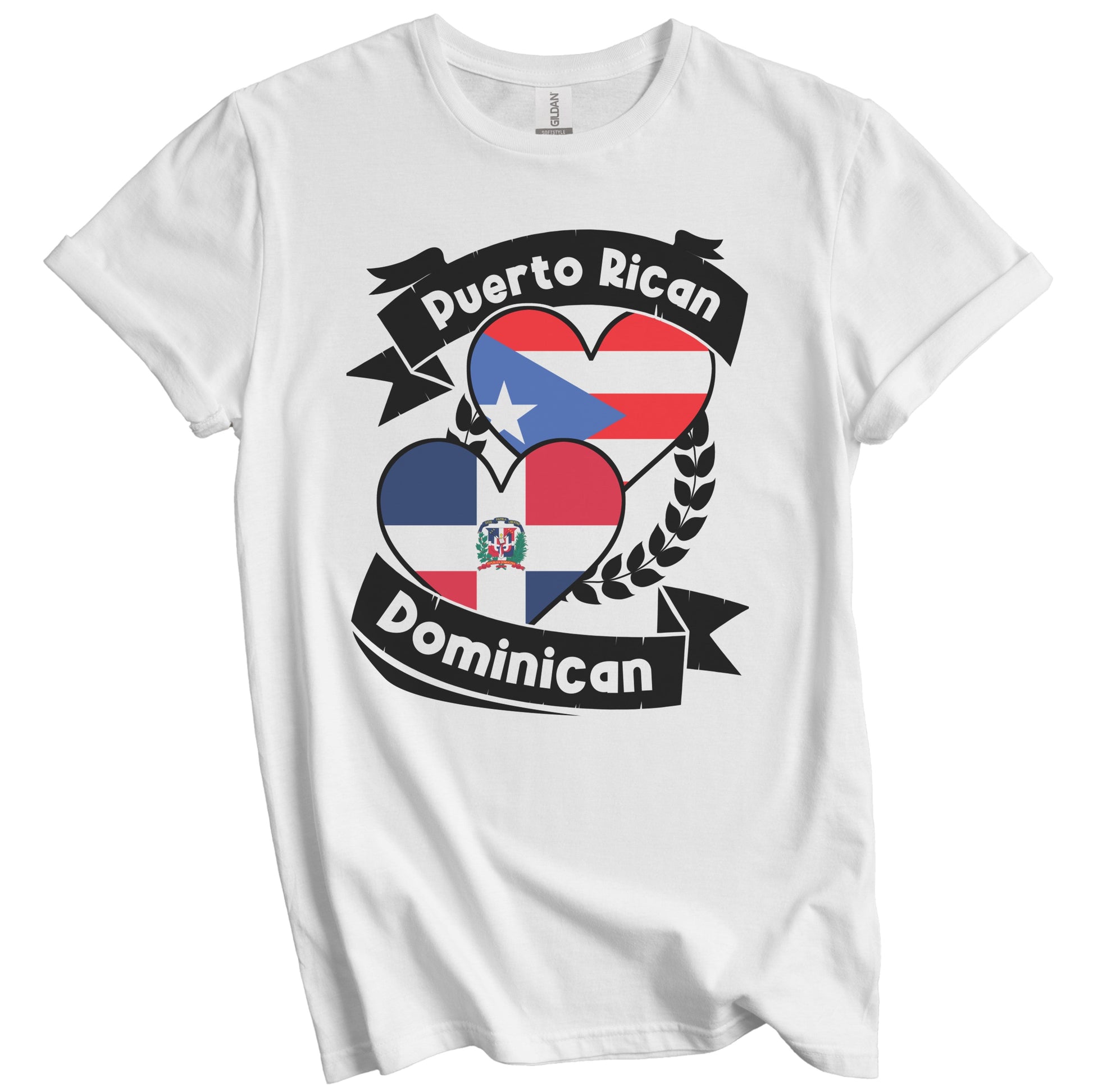 Puerto Rican Dominican Heart Flags Puerto Rico Dominican Republic T-Shirt