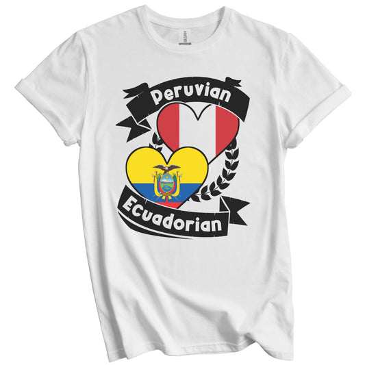 Peruvian Ecuadorian Heart Flags Peru Ecuador T-Shirt