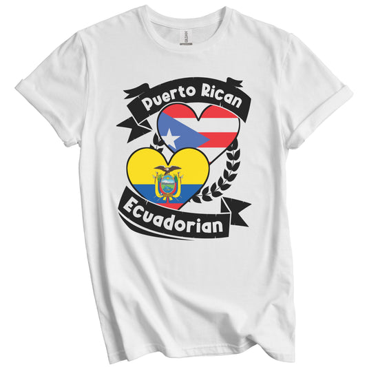 Puerto Rican Ecuadorian Heart Flags Puerto Rico Ecuador T-Shirt