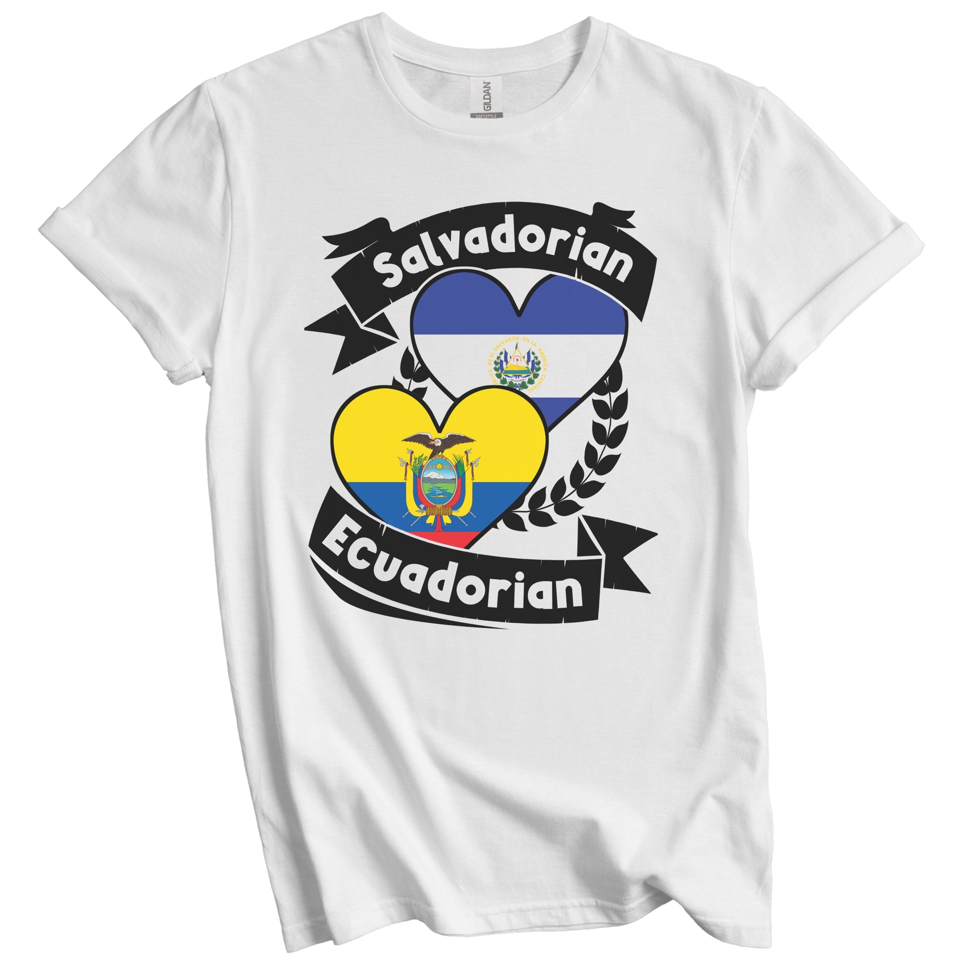 Salvadorian Ecuadorian Heart Flags El Salvador Ecuador T-Shirt