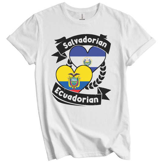 Salvadorian Ecuadorian Heart Flags El Salvador Ecuador T-Shirt