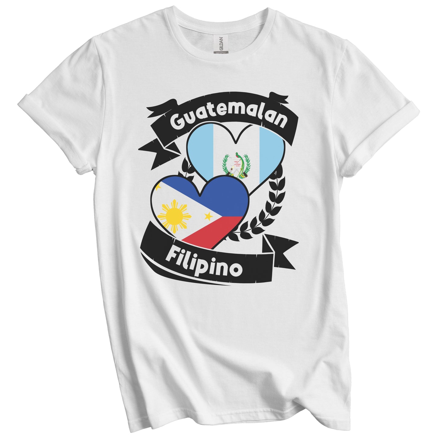 Guatemalan Filipino Heart Flags Guatemala Philippines T-Shirt