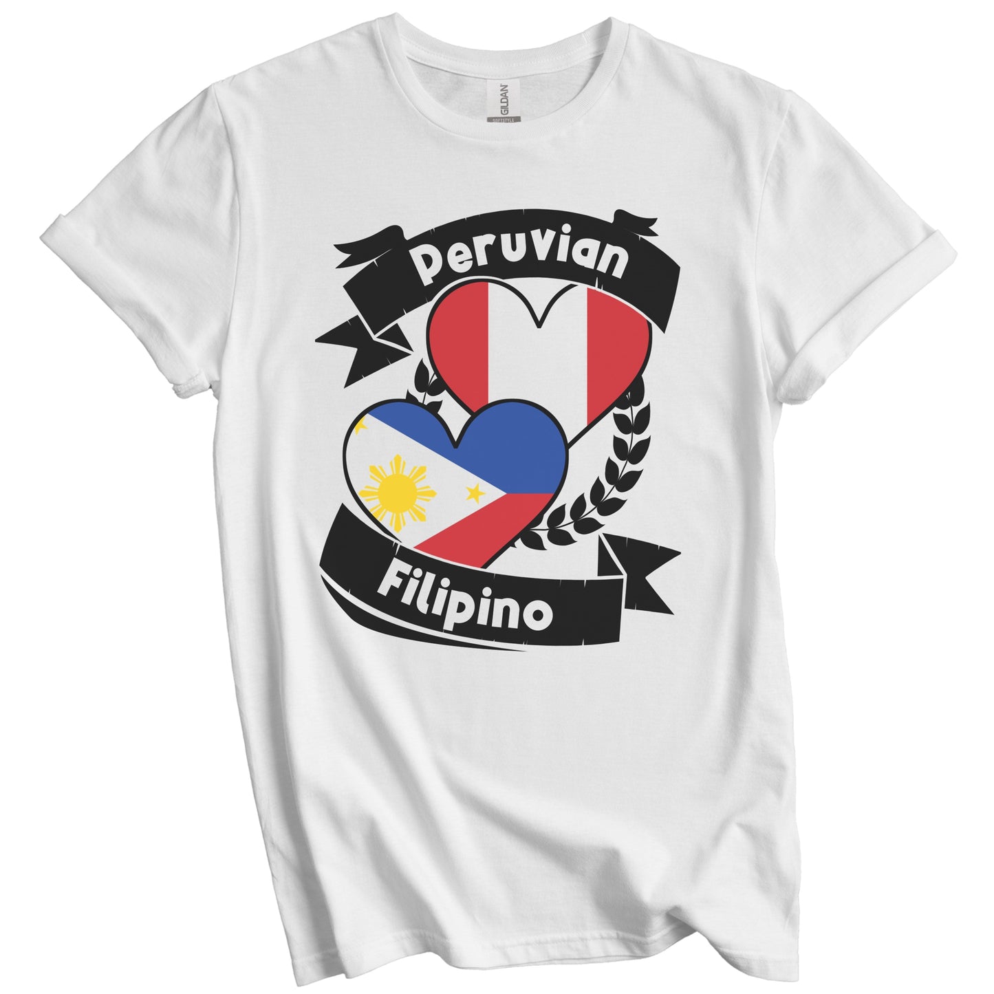 Peruvian Filipino Heart Flags Peru Philippines T-Shirt