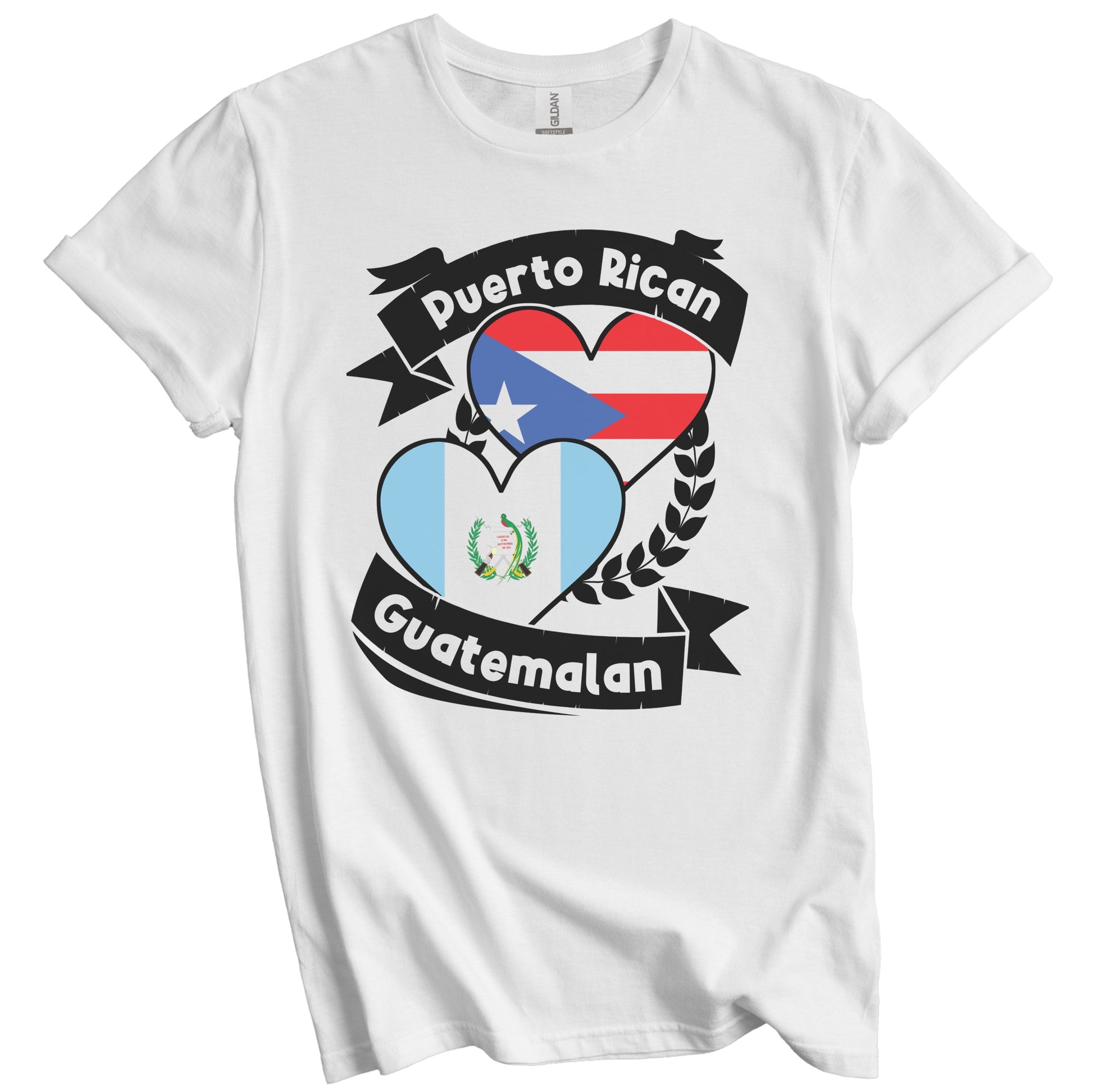 Puerto Rican Guatemalan Heart Flags Puerto Rico Guatemala T-Shirt