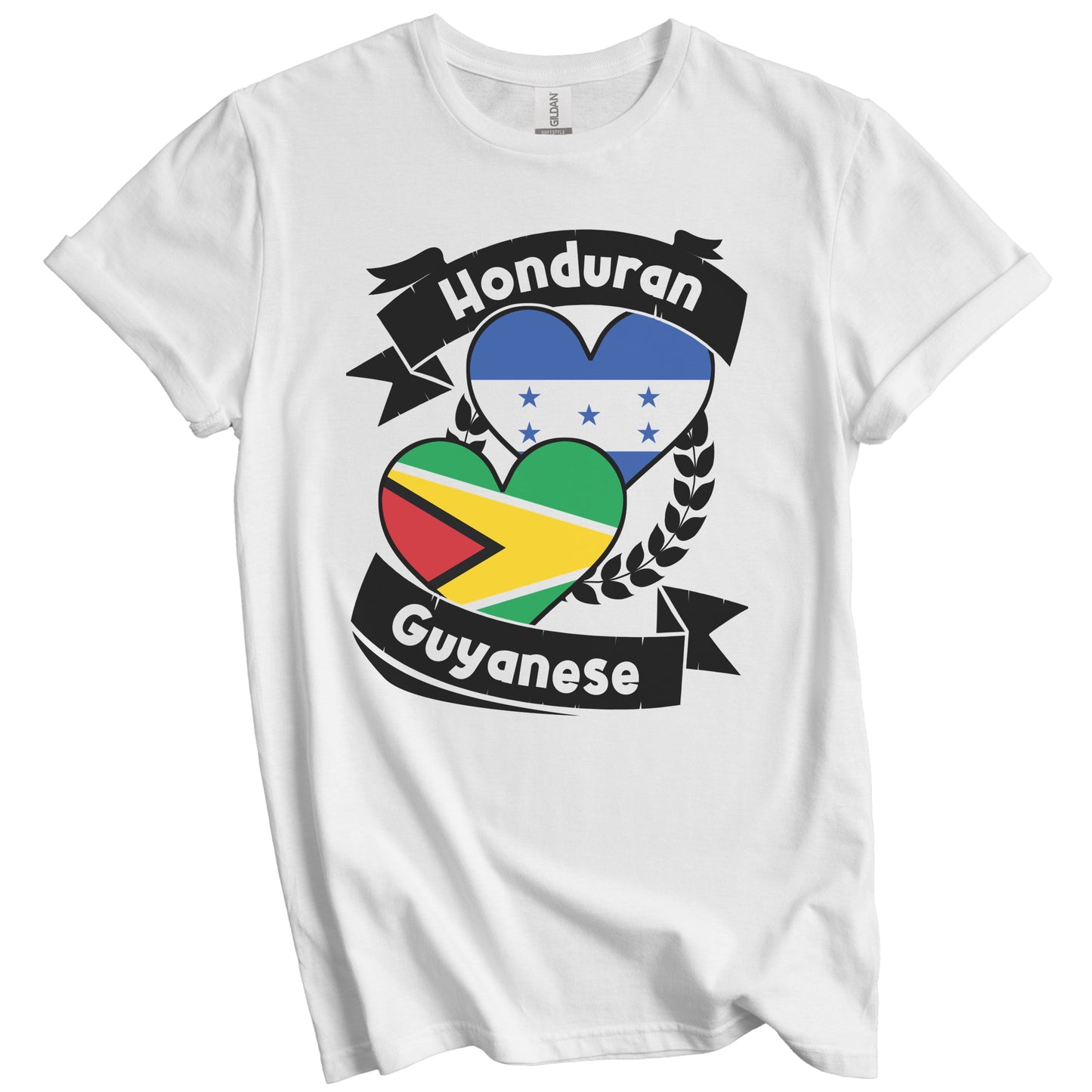 Honduran Guyanese Heart Flags Honduras Guyana T-Shirt