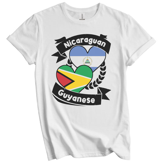 Nicaraguan Guyanese Heart Flags Nicaragua Guyana T-Shirt