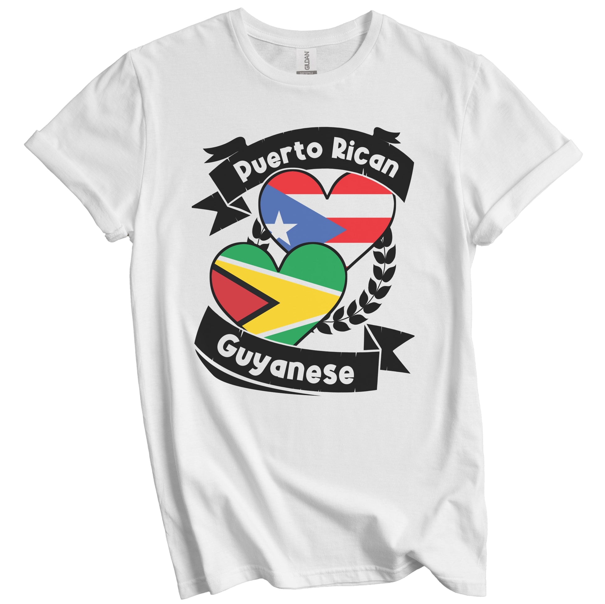 Puerto Rican Guyanese Heart Flags Puerto Rico Guyana T-Shirt