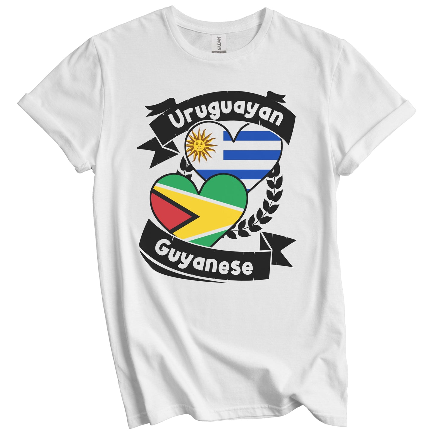 Uruguayan Guyanese Heart Flags Uruguay Guyana T-Shirt