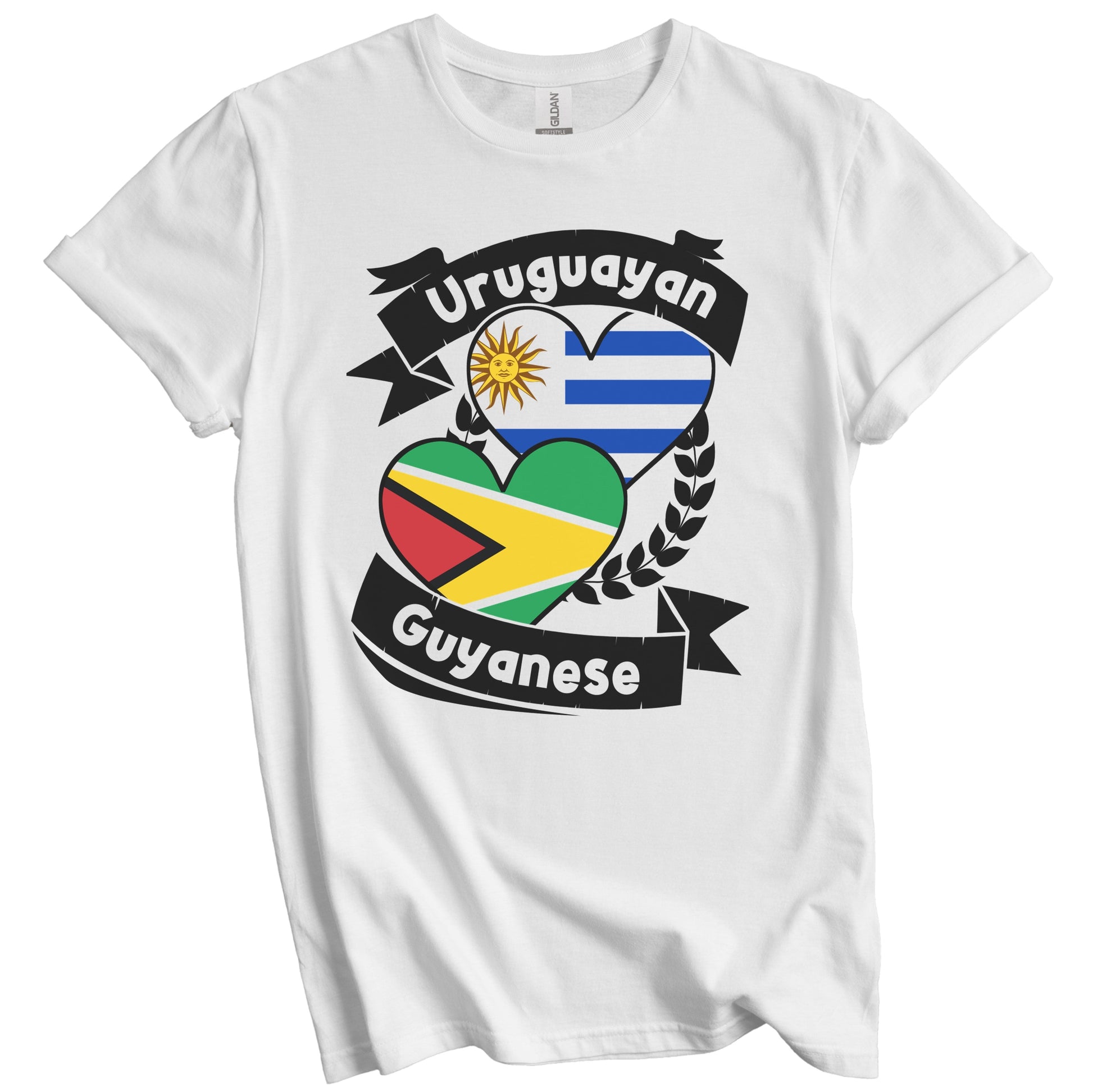 Uruguayan Guyanese Heart Flags Uruguay Guyana T-Shirt