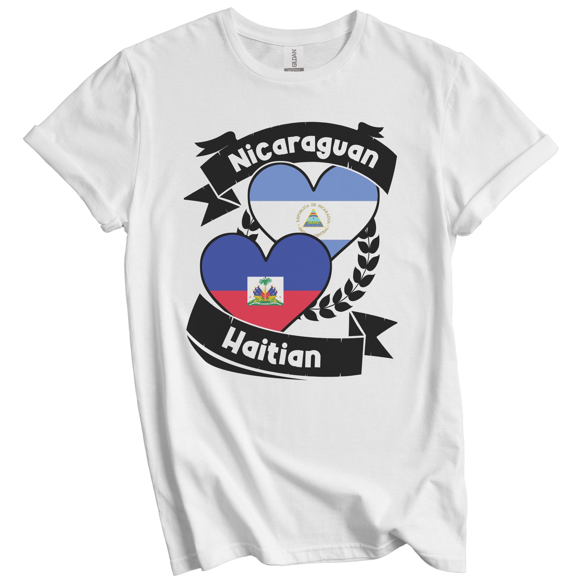 Nicaraguan Haitian Heart Flags Nicaragua Haiti T-Shirt
